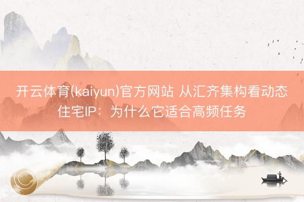 开云体育(kaiyun)官方网站 从汇齐集构看动态住宅IP:为什么它适合高频任务