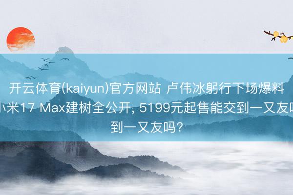 开云体育(kaiyun)官方网站 卢伟冰躬行下场爆料! 小米17 Max建树全公开, 5199元起售能交到一又友吗?