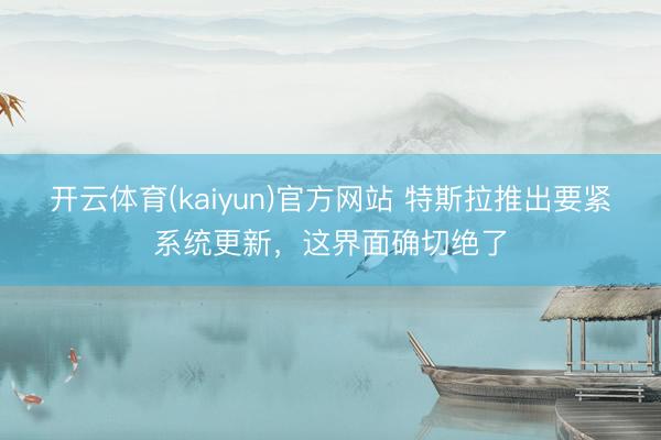 开云体育(kaiyun)官方网站 特斯拉推出要紧系统更新，这界面确切绝了