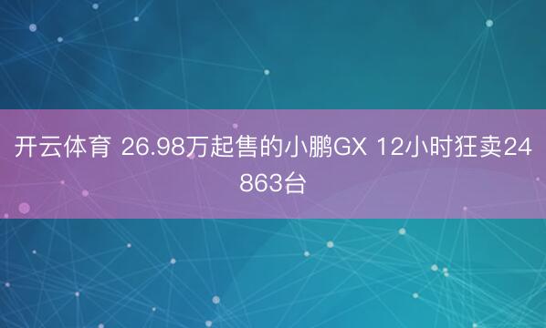 开云体育 26.98万起售的小鹏GX 12小时狂卖24863台