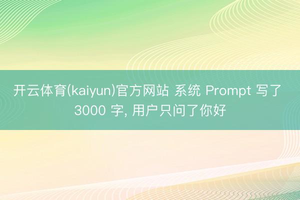 开云体育(kaiyun)官方网站 系统 Prompt 写了 3000 字, 用户只问了你好