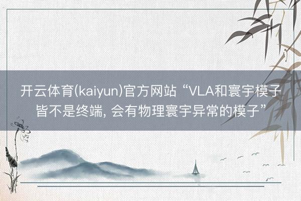 开云体育(kaiyun)官方网站 “VLA和寰宇模子皆不是终端, 会有物理寰宇异常的模子”
