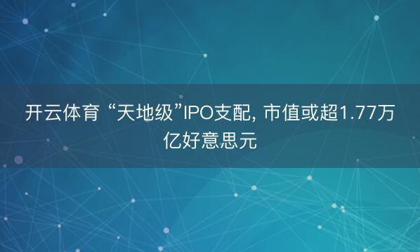 开云体育 “天地级”IPO支配, 市值或超1.77万亿好意思元