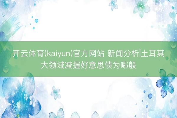 开云体育(kaiyun)官方网站 新闻分析|土耳其大领域减握好意思债为哪般