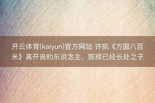 开云体育(kaiyun)官方网站 许凯《方圆八百米》离开丧的东说念主,陈辉已经长处之子