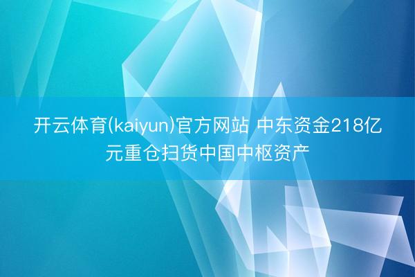 开云体育(kaiyun)官方网站 中东资金218亿元重仓扫货中国中枢资产